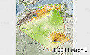 Physical Map of Algeria, semi-desaturated