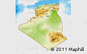 Physical Map of Algeria, single color outside, bathymetry sea, shaded relief sea