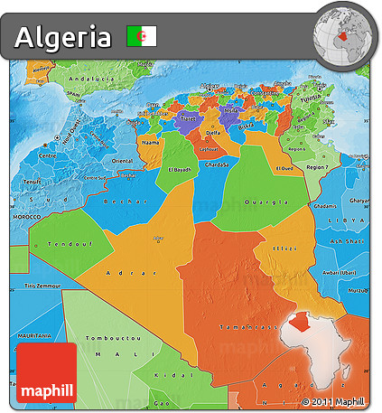 Political Map of Algeria, political shades outside