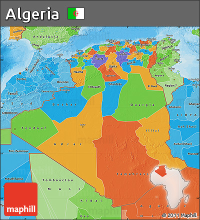 Political Map of Algeria, political shades outside