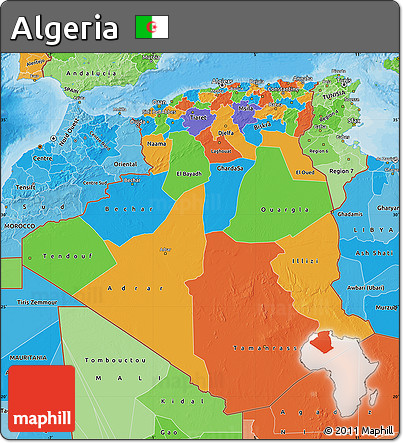 Political Map of Algeria, political shades outside