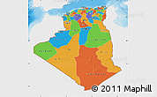 Political Map of Algeria, single color outside, shaded relief sea