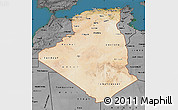 Satellite Map of Algeria, darken, desaturated, land only
