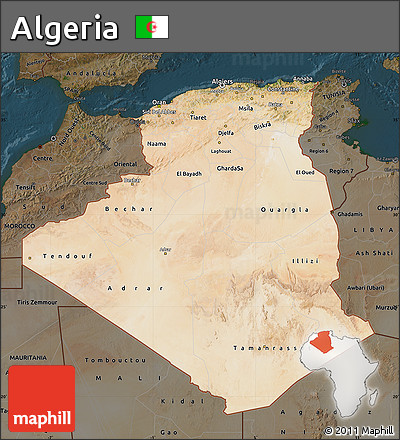 Satellite Map of Algeria, darken