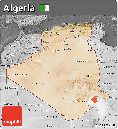 Satellite Map of Algeria, desaturated