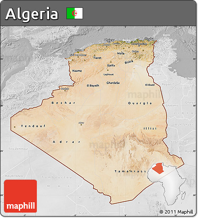 Satellite Map of Algeria, lighten, desaturated