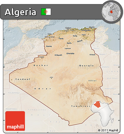 Satellite Map of Algeria, lighten