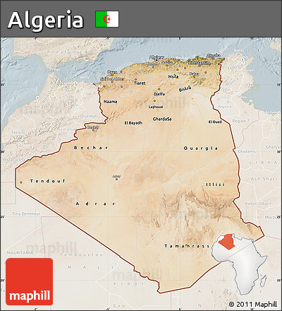 Satellite Map of Algeria, lighten
