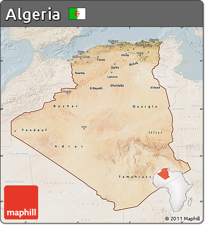 Satellite Map of Algeria, lighten