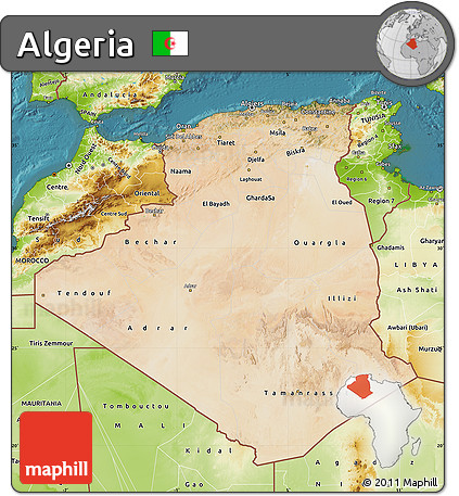 Satellite Map of Algeria, physical outside, satellite sea