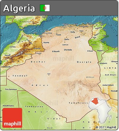 Satellite Map of Algeria, physical outside, satellite sea