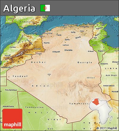 Satellite Map of Algeria, physical outside, satellite sea