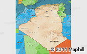 Satellite Map of Algeria, political shades outside, satellite sea