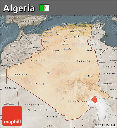 Satellite Map of Algeria, semi-desaturated