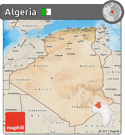 Satellite Map of Algeria, shaded relief outside