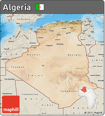 Satellite Map of Algeria, shaded relief outside