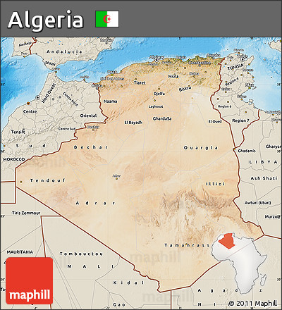 Satellite Map of Algeria, shaded relief outside