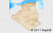 Satellite Map of Algeria, single color outside, bathymetry sea