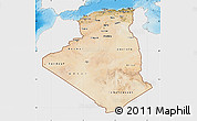 Satellite Map of Algeria, single color outside, shaded relief sea