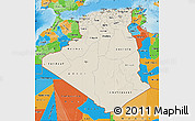 Shaded Relief Map of Algeria, political outside, shaded relief sea