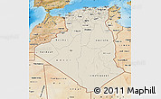 Shaded Relief Map of Algeria, satellite outside, shaded relief sea