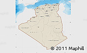 Shaded Relief Map of Algeria, single color outside