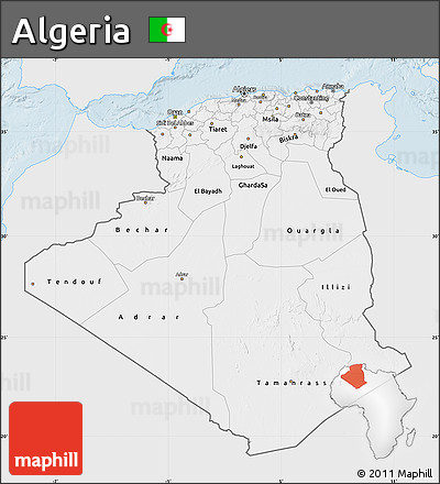Silver Style Map of Algeria, single color outside