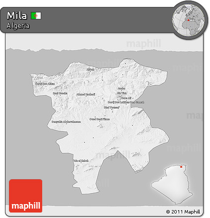 Gray 3D Map of Mila, single color outside