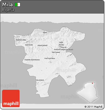 Gray 3D Map of Mila, single color outside