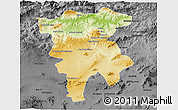 Physical 3D Map of Mila, darken, desaturated