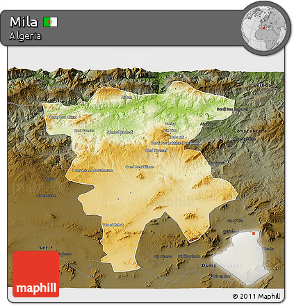 Physical 3D Map of Mila, darken