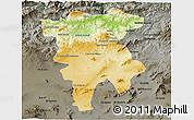 Physical 3D Map of Mila, darken, semi-desaturated