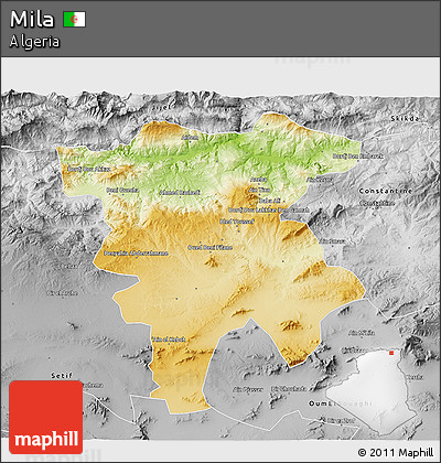 Physical 3D Map of Mila, desaturated