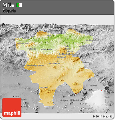 Physical 3D Map of Mila, desaturated