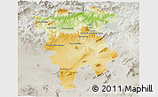 Physical 3D Map of Mila, lighten, semi-desaturated