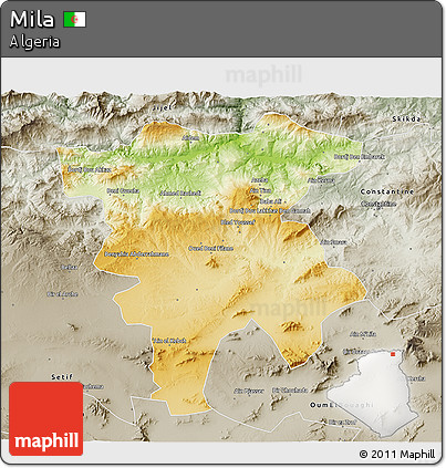 Physical 3D Map of Mila, semi-desaturated