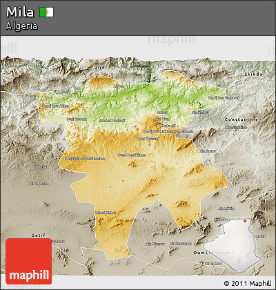 Physical 3D Map of Mila, semi-desaturated