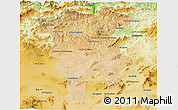 Satellite 3D Map of Mila, physical outside