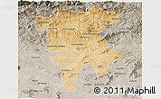 Satellite 3D Map of Mila, semi-desaturated