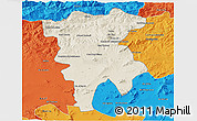 Shaded Relief 3D Map of Mila, political outside