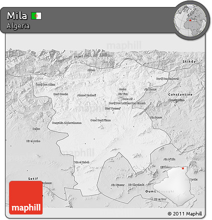 Silver Style 3D Map of Mila