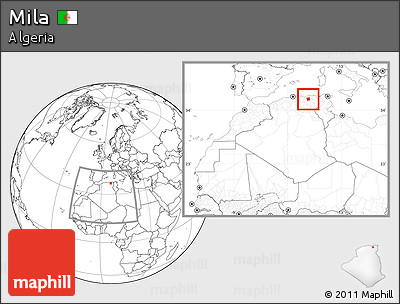 Blank Location Map of Mila, within the entire country