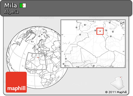 Blank Location Map of Mila, within the entire country