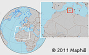 Gray Location Map of Mila, within the entire country