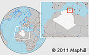 Gray Location Map of Mila, highlighted country, within the entire country
