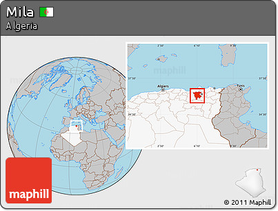 Gray Location Map of Mila, highlighted country