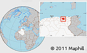 Gray Location Map of Mila, highlighted country