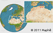 Satellite Location Map of Mila, within the entire country