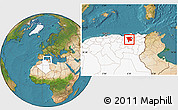 Satellite Location Map of Mila, highlighted country