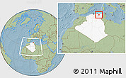 Savanna Style Location Map of Mila, highlighted country, within the entire country, hill shading